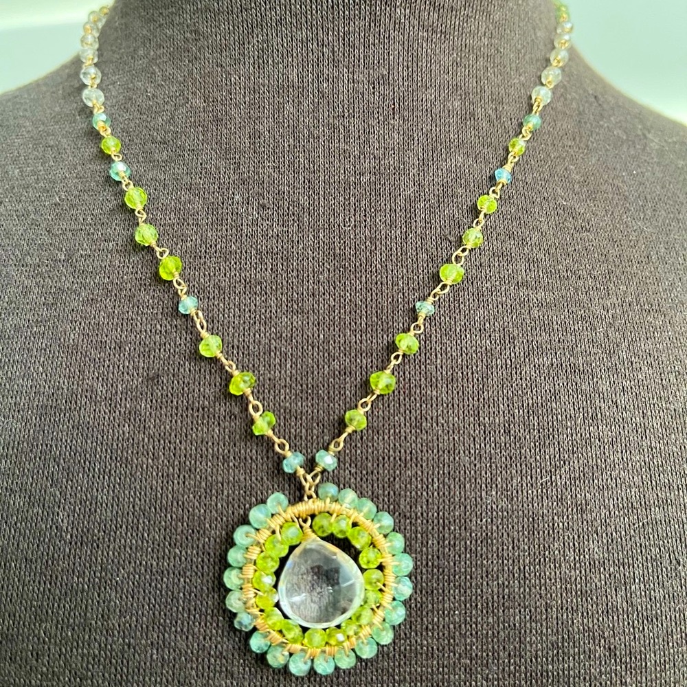 GRAZIA Brand Crystal and Gold-Filled Necklace 10”